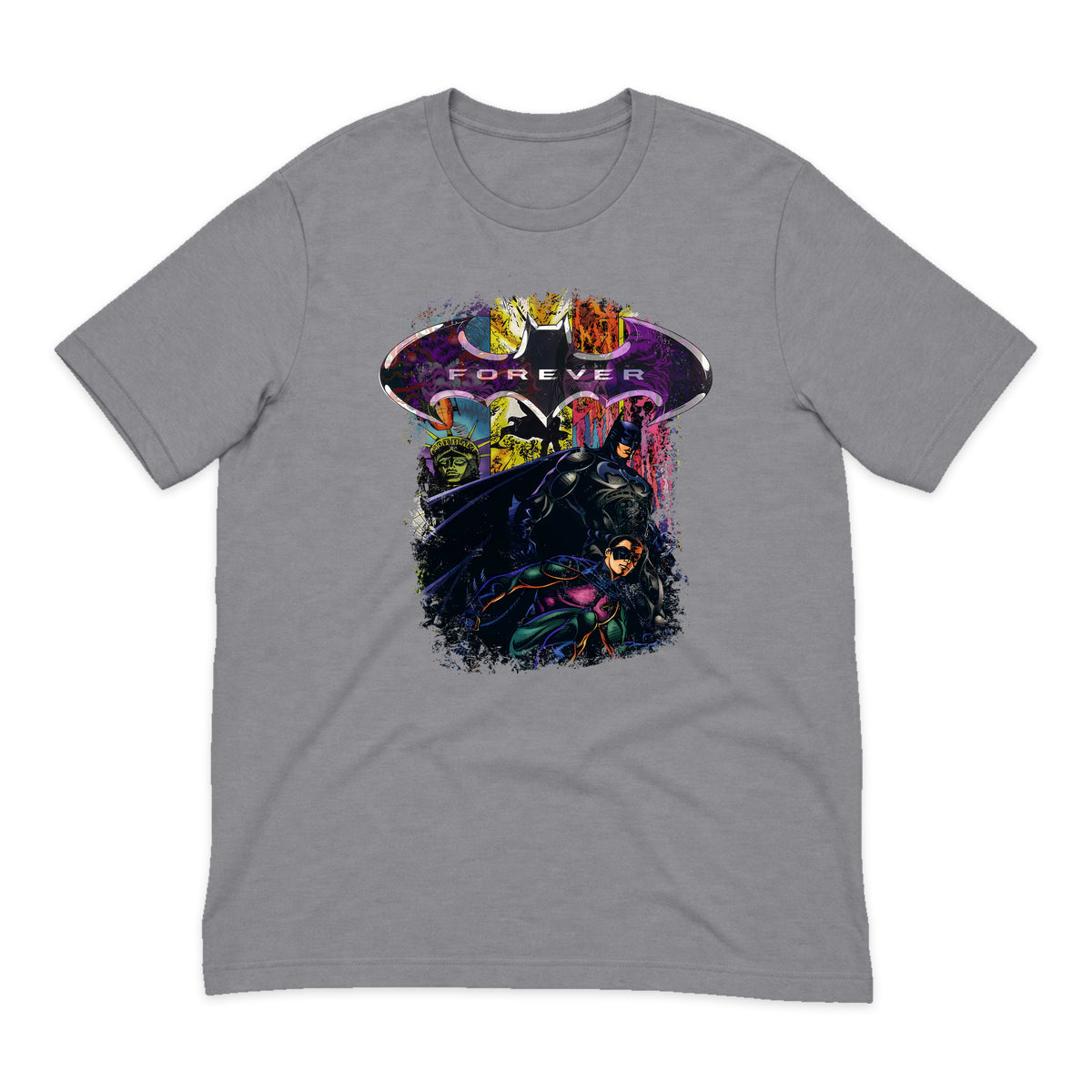 Batman Forever Collage T-Shirt in Heather Gray