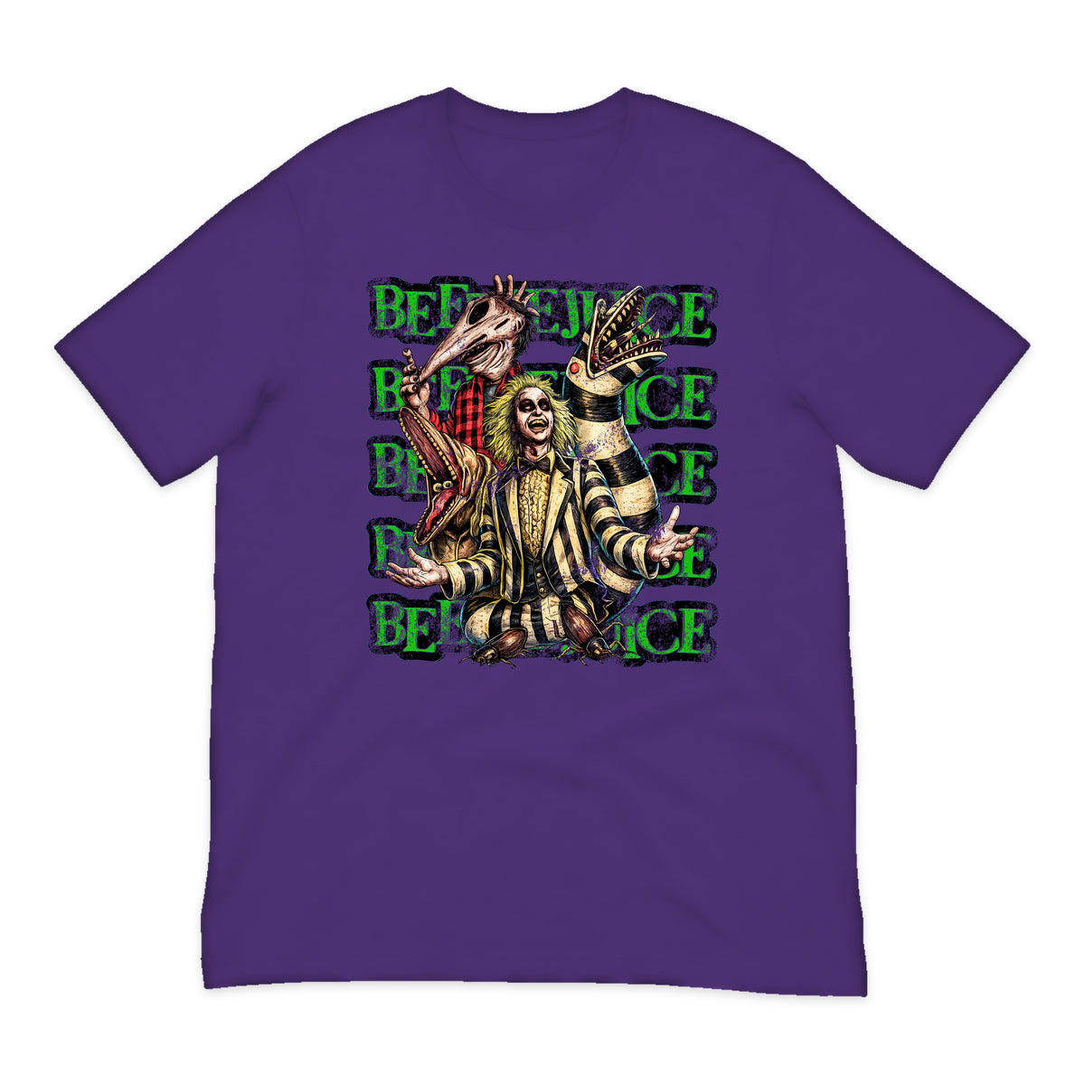 Beetlejuice Sandworm Collage T-Shirt in Purple