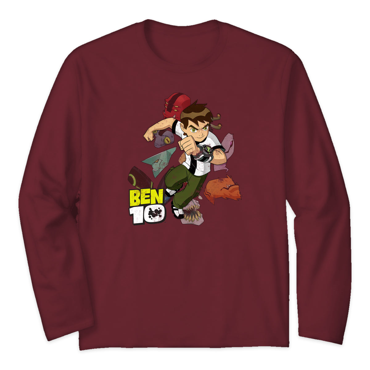 Ben 10 Hero Action Long Sleeve T-Shirt in Burgundy