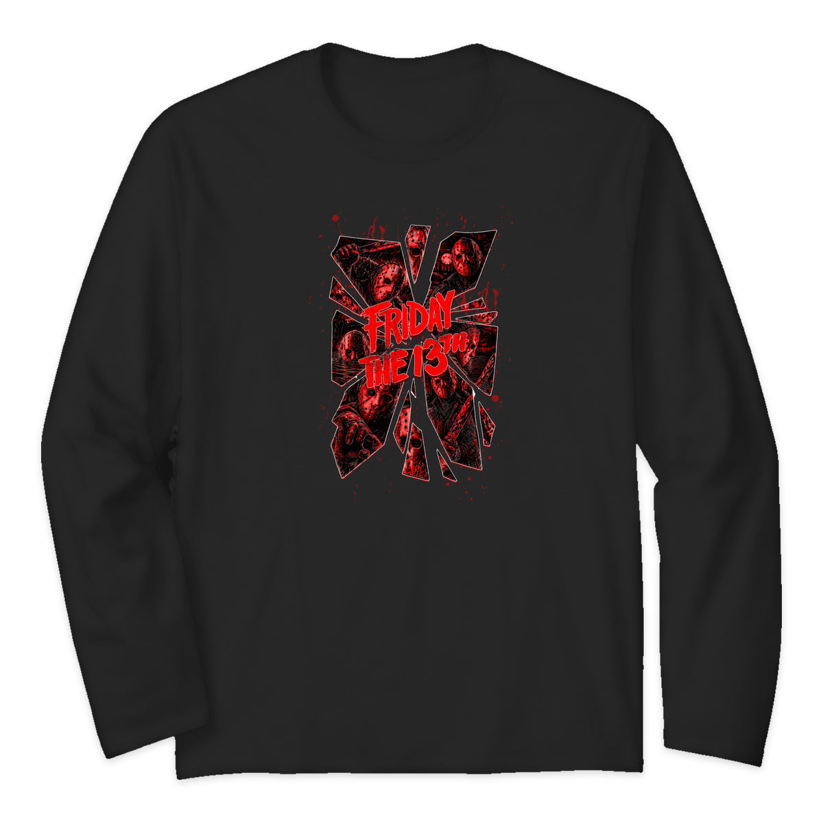 Friday the 13th Shattered Masks Long Sleeve T-Shirt in Black