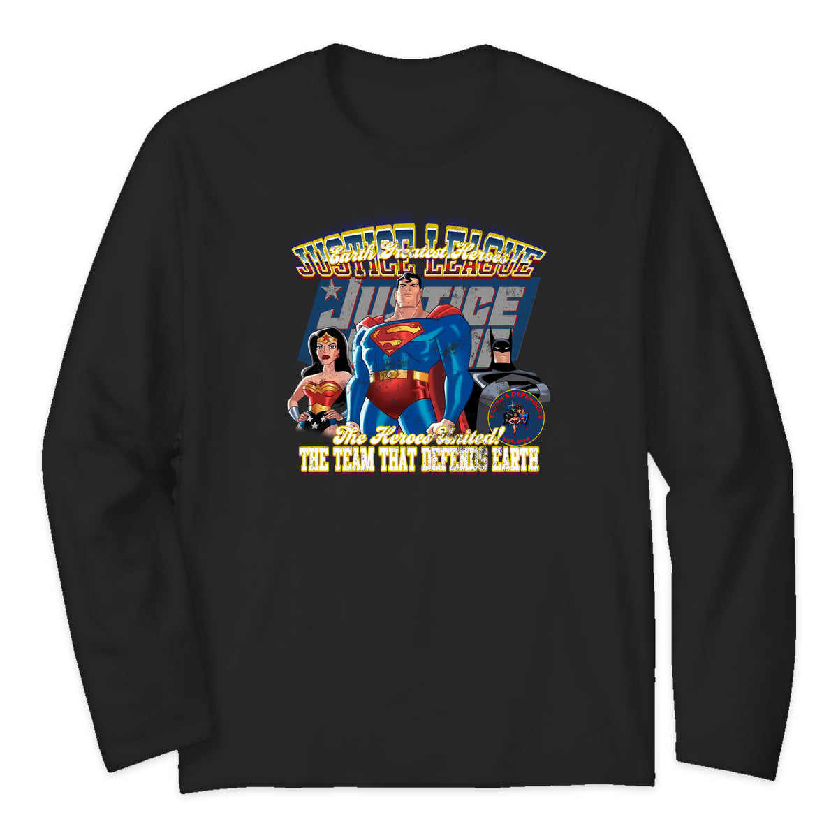 Justice League Heroes United Long Sleeve T-Shirt in Black