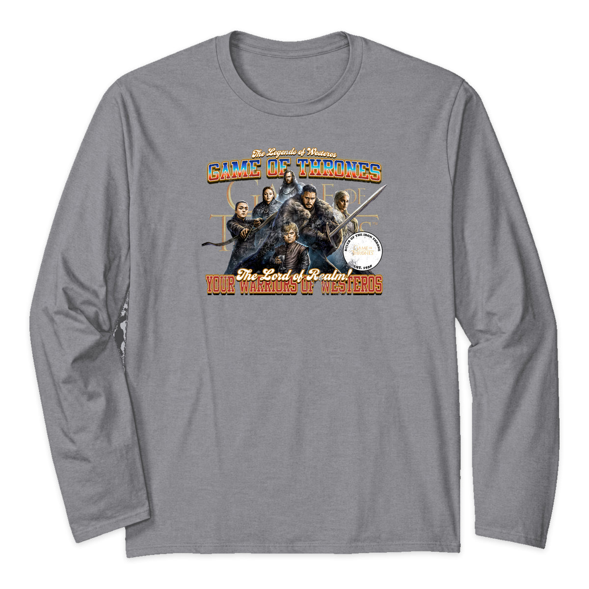 Game of Thrones Cast Varsity Long Sleeve T-Shirt in Heather Gray