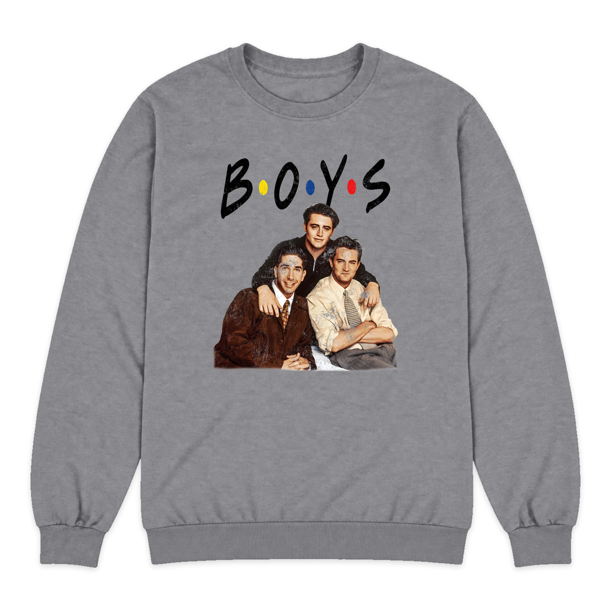 Friends Boys Portrait Crewneck Sweatshirt in Heather Gray