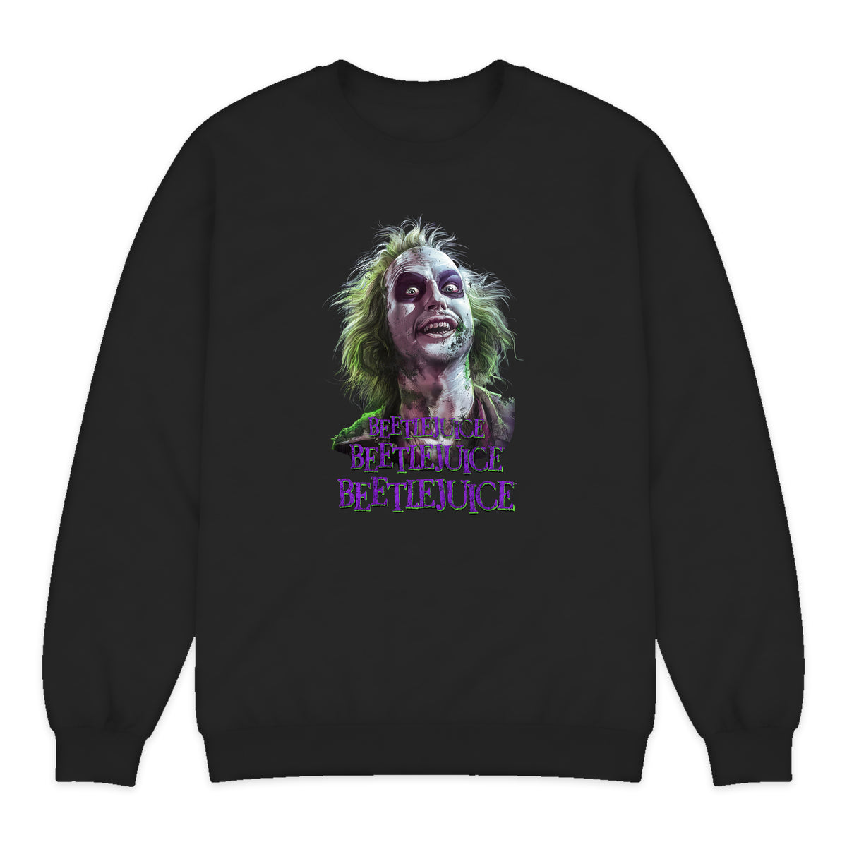 Beetlejuice Character Portrait Crewneck Sweatshirt in Black
