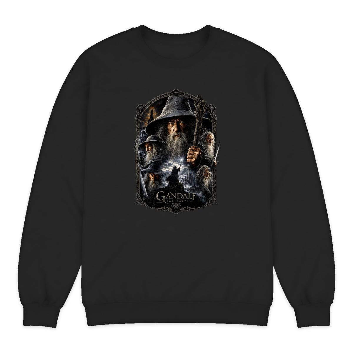 Lord of the Rings Gandalf Portrait Crewneck Sweatshirt in Black