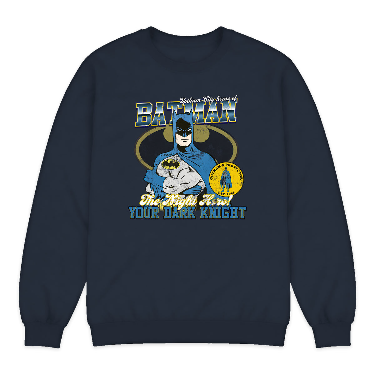 Batman Gotham Varsity Crewneck Sweatshirt in Navy