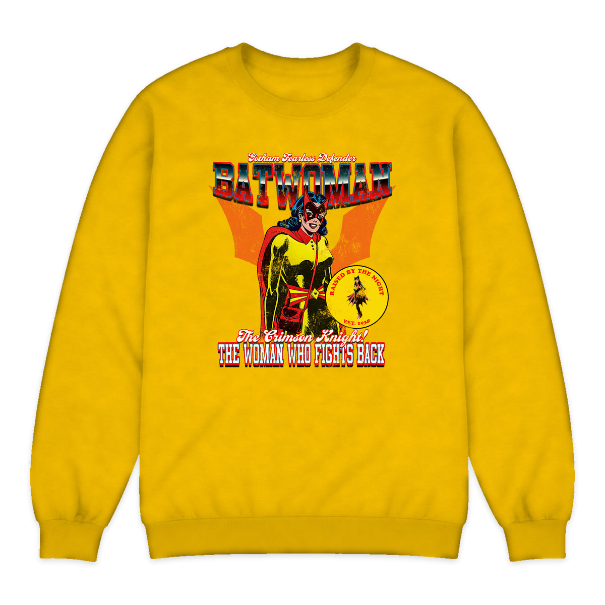 Batwoman Gotham Varsity Crewneck Sweatshirt in Golden Yellow