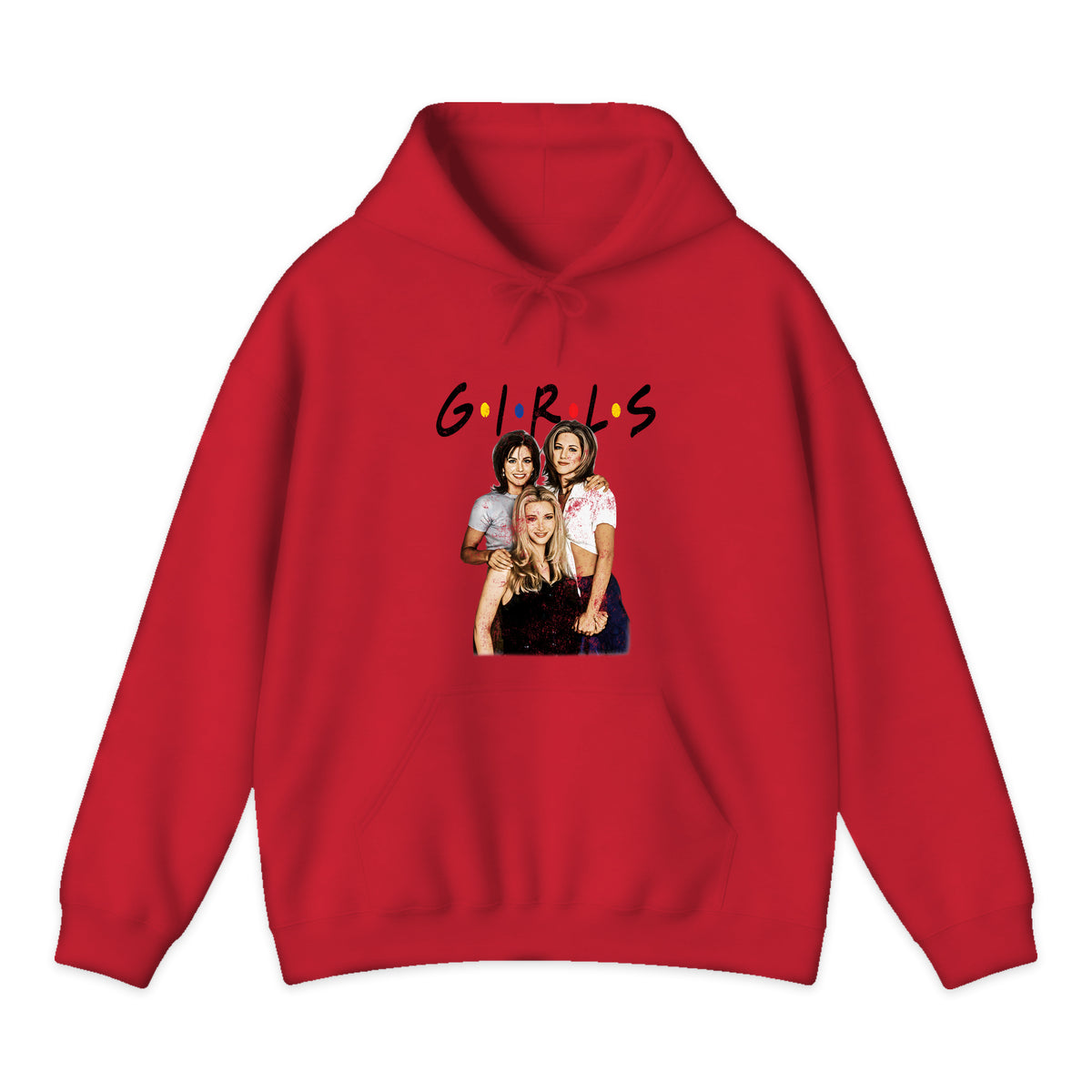Friends Girls Portrait Hoodie in Bright Red