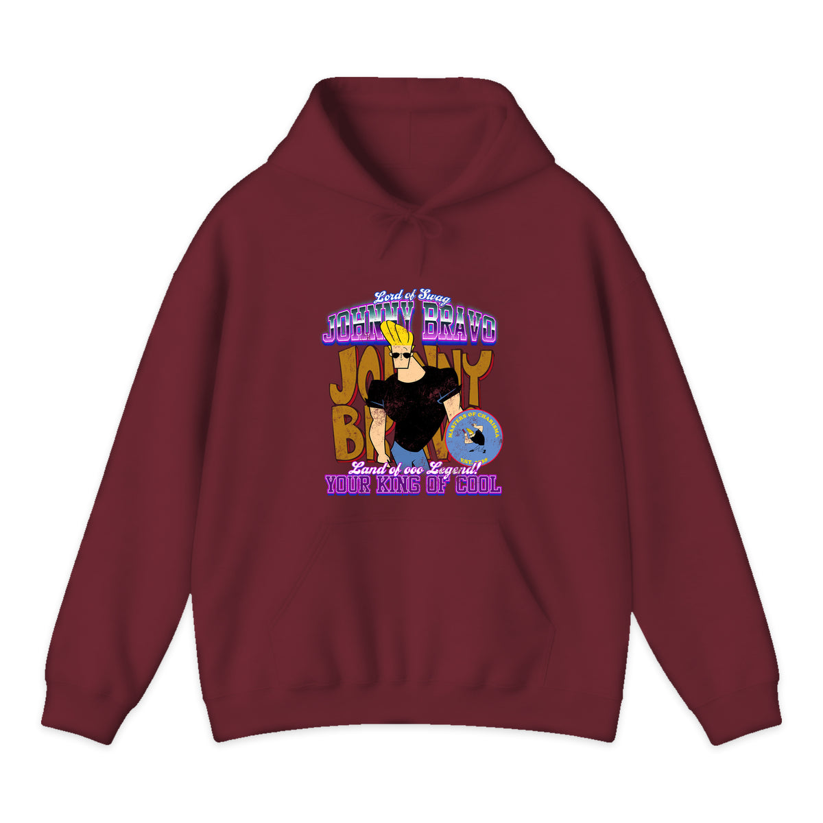 Johnny Bravo King of Cool Hoodie in Burgundy