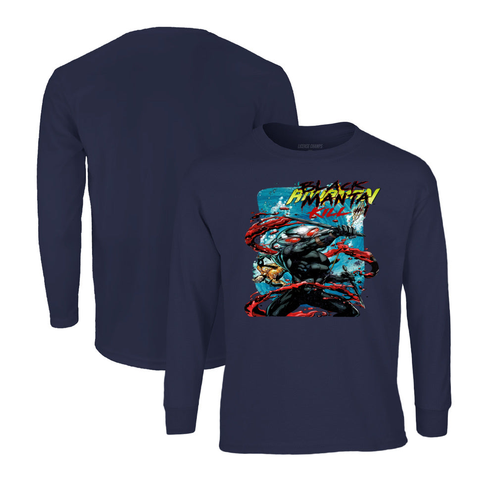 Aquaman Black Manta Long Sleeve T-Shirt in Navy