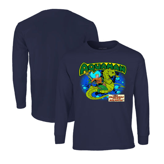 Aquaman Long Sleeve T-Shirt in Navy