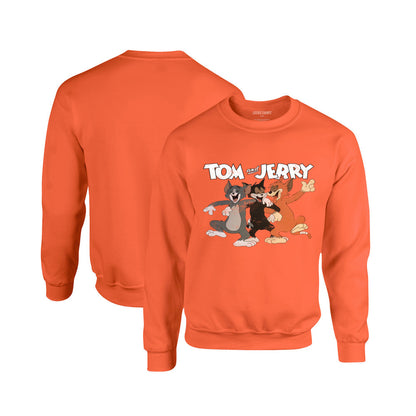 Tom and Jerry Crewneck Sweatshirt in Orange