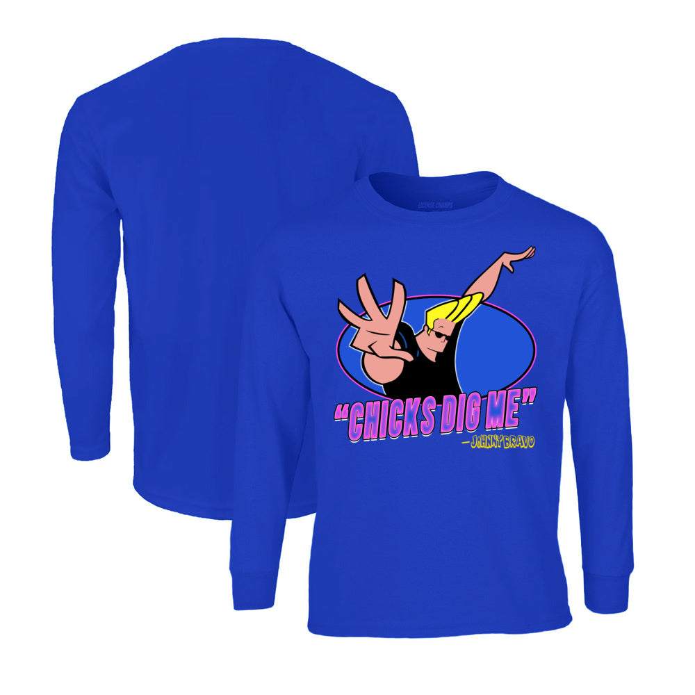 Johnny Bravo Long Sleeve T-Shirt in Royal Blue