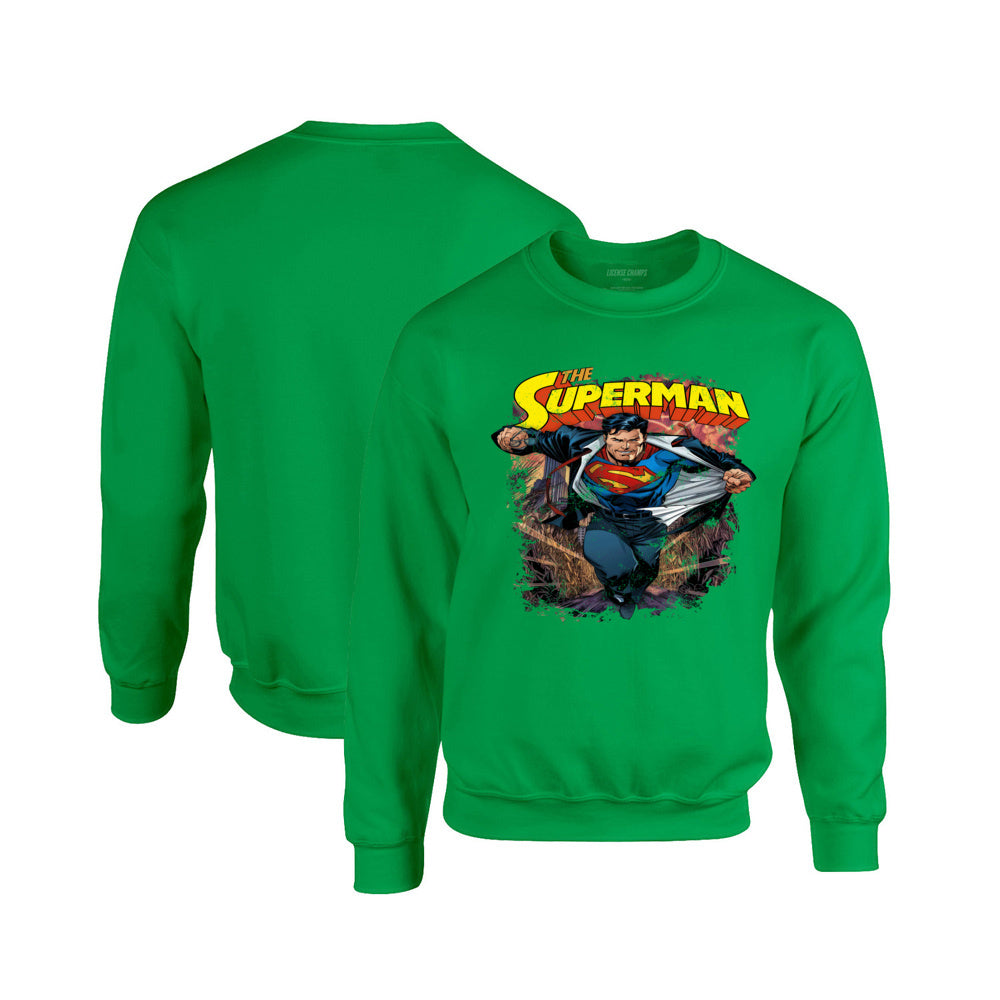 Superman Crewneck Sweatshirt in Kelly Green