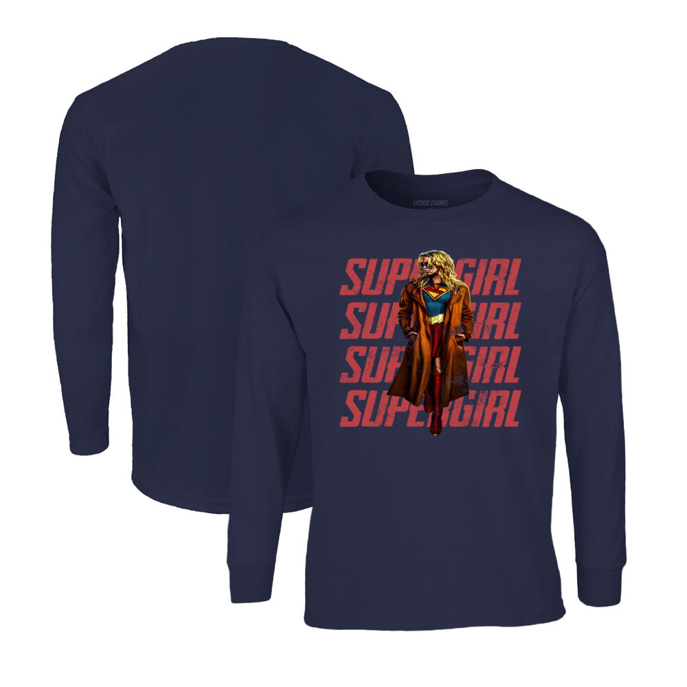 Supergirl Long Sleeve T-Shirt in Navy