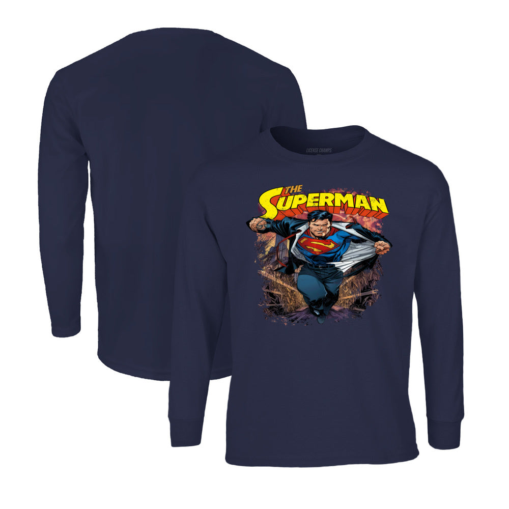 Superman Long Sleeve T-Shirt in Navy