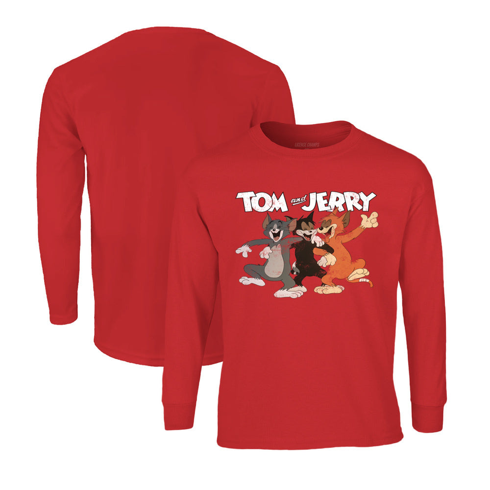 Tom and Jerry Long Sleeve T-Shirt in Red