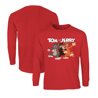 Tom and Jerry Long Sleeve T-Shirt in Red
