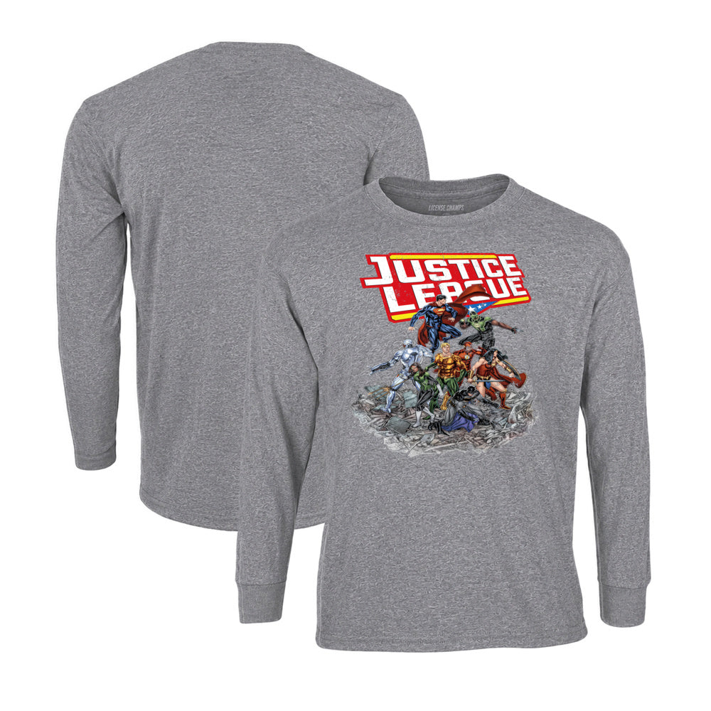 Justice League Long Sleeve T-Shirt in Graphite Heather