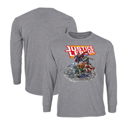 Justice League Long Sleeve T-Shirt in Graphite Heather