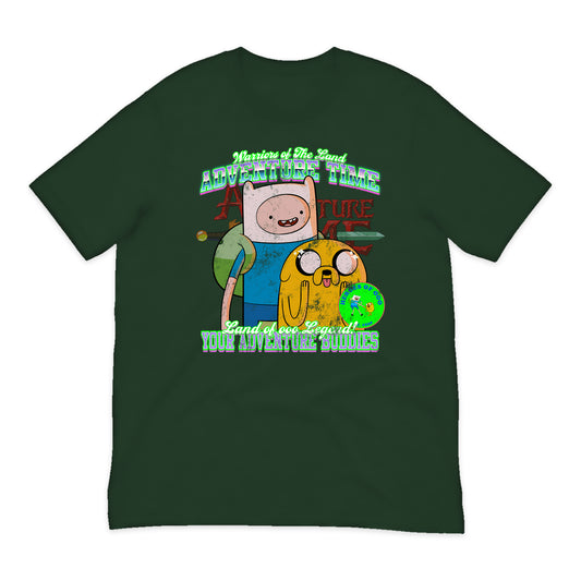 Adventure Time Finn and Jake Varsity T-Shirt in Forest Green