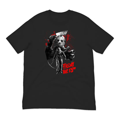 Friday the 13th Jason Mask Collage T-Shirt in Black