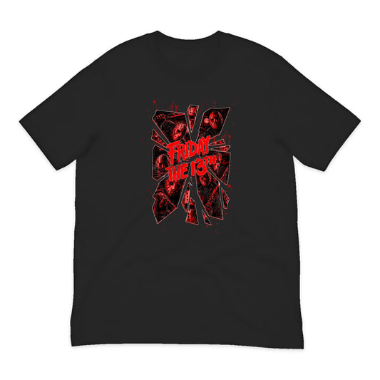 Friday the 13th Shattered Masks T-Shirt in Black