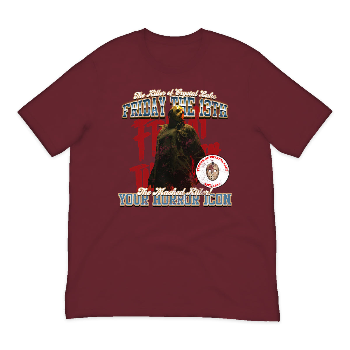 Friday the 13th Jason Varsity T-Shirt in Burgundy