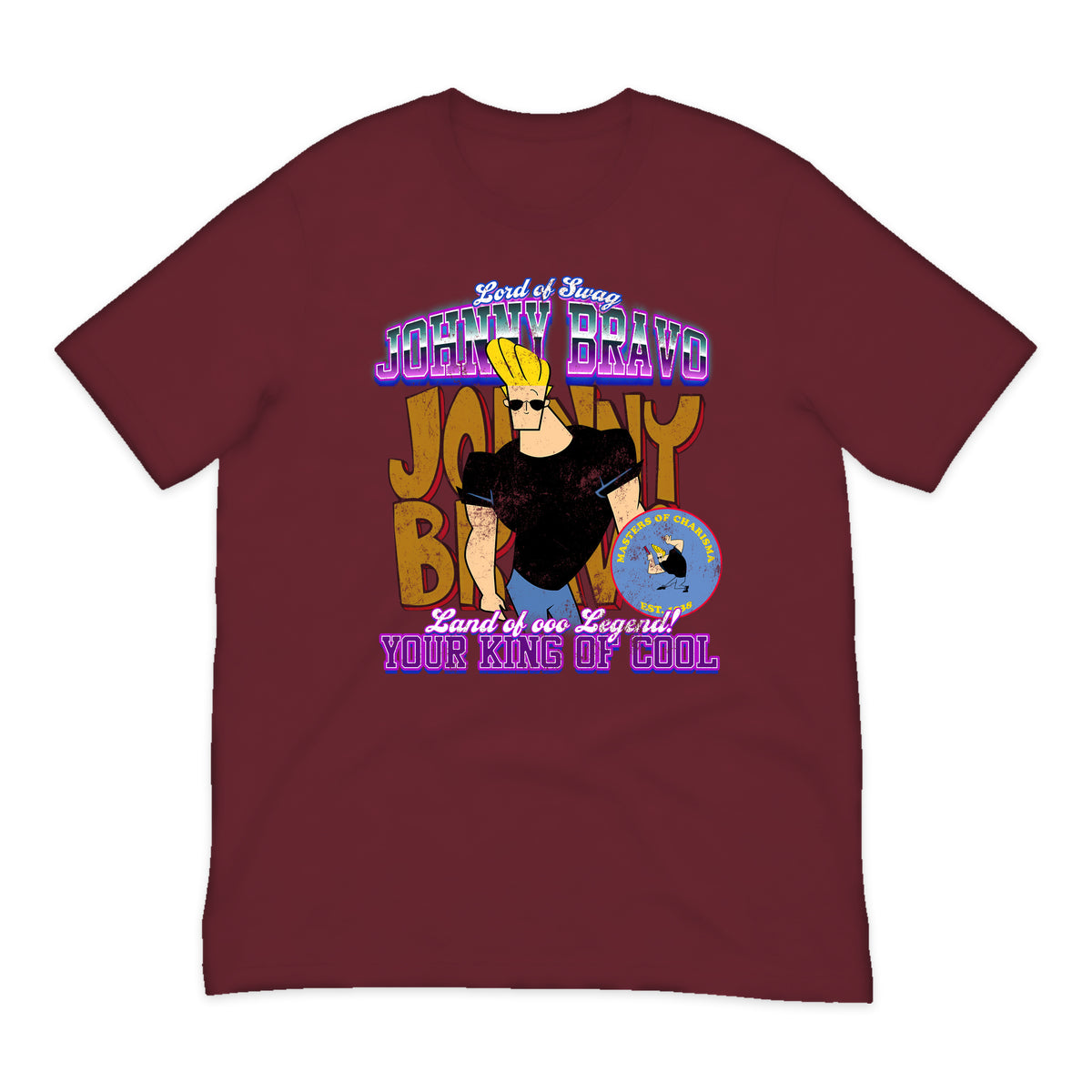 Johnny Bravo King of Cool T-Shirt in Burgundy