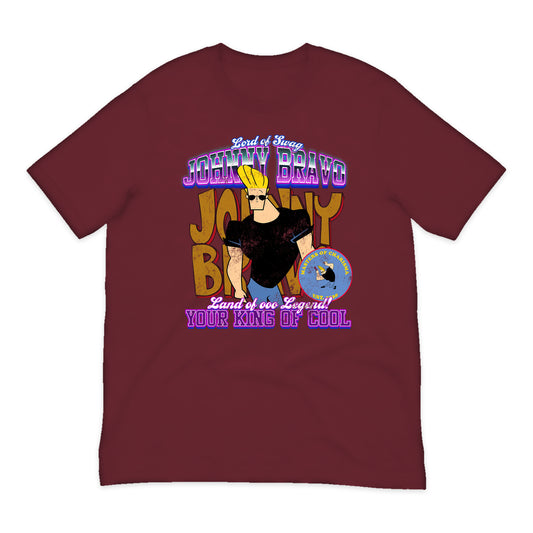 Johnny Bravo King of Cool T-Shirt in Burgundy