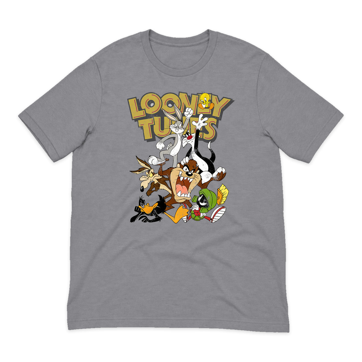 Looney Tunes Classic Character Stack T-Shirt in Heather Gray