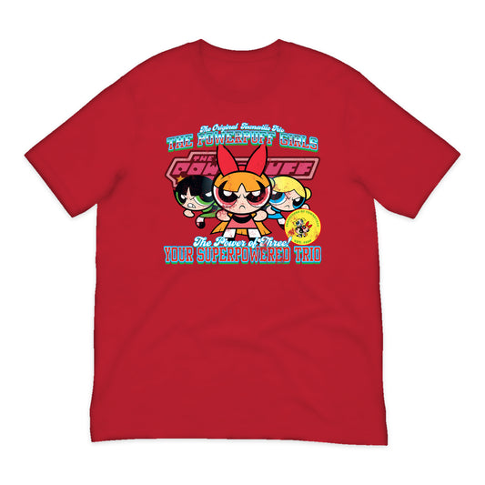 Powerpuff Girls Trio Varsity T-Shirt in Bright Red