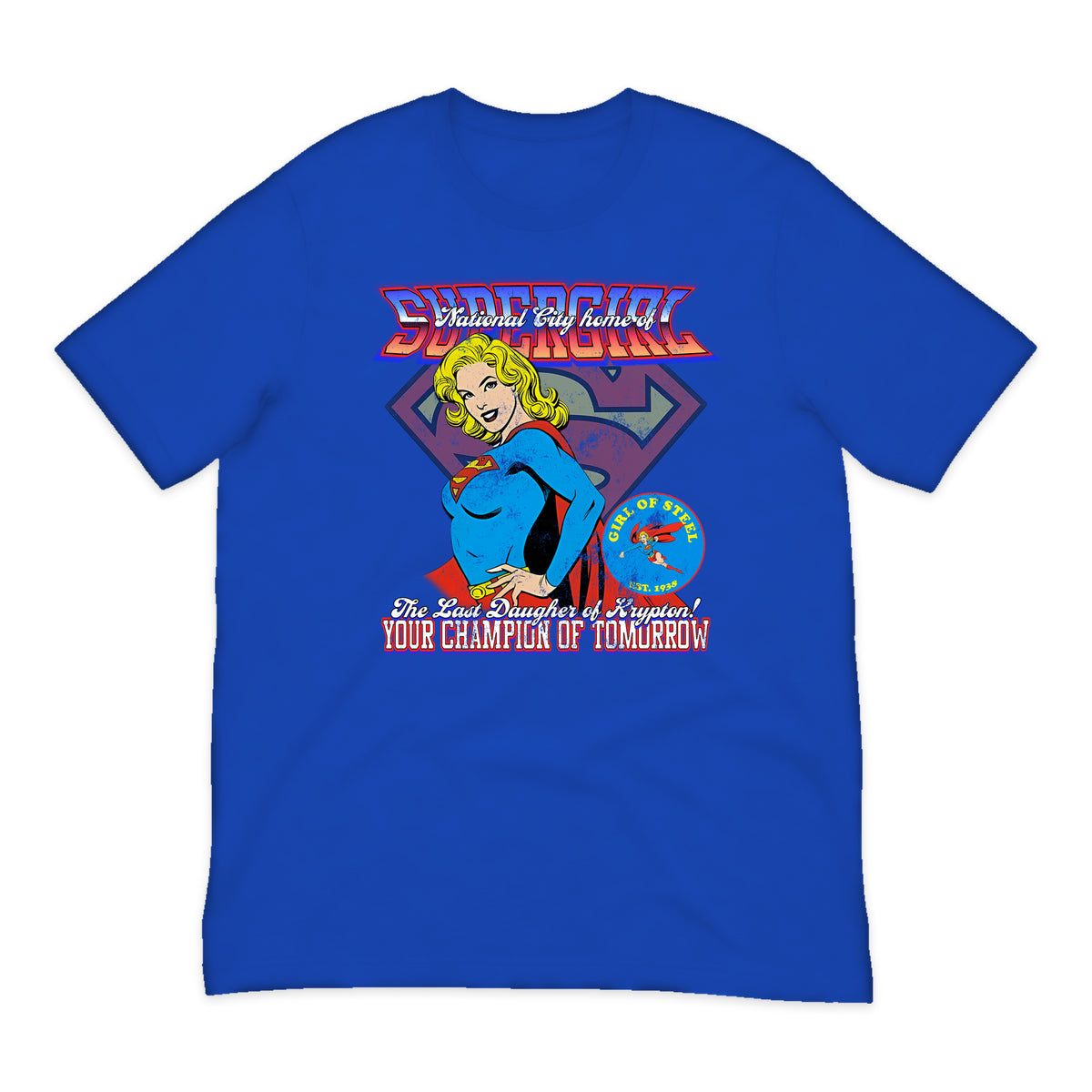 Supergirl National City Varsity T-Shirt in Royal Blue