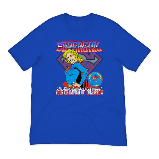 Supergirl National City Varsity T-Shirt in Royal Blue