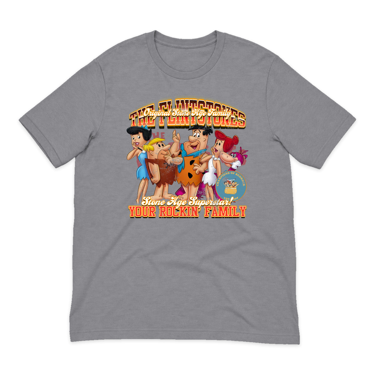 The Flintstones Family Varsity T-Shirt in Heather Gray