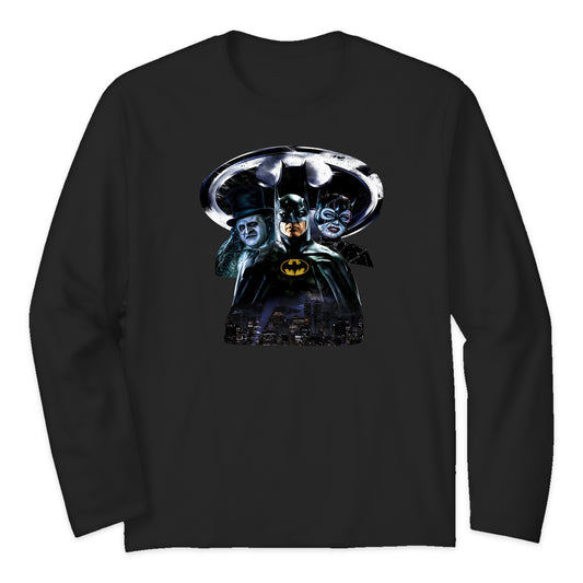Batman Returns Movie Collage Long Sleeve T-Shirt in Black