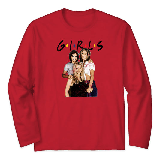 Friends Girls Portrait Long Sleeve T-Shirt in Bright Red