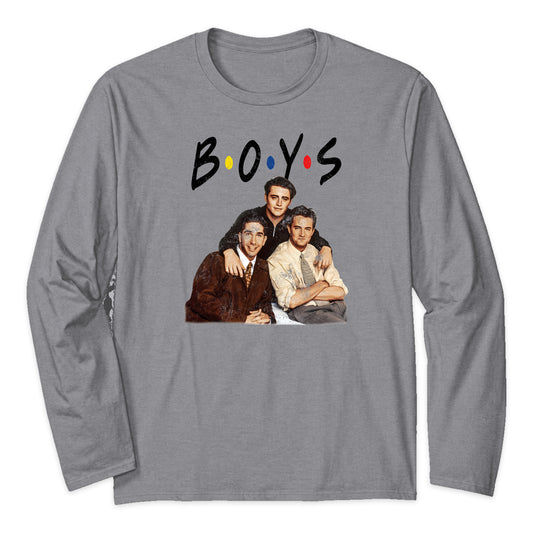 Friends Boys Portrait Long Sleeve T-Shirt in Heather Gray