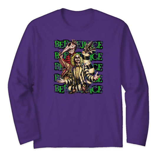Beetlejuice Sandworm Collage Long Sleeve T-Shirt in Purple