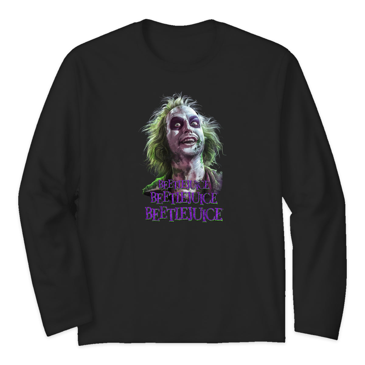 Beetlejuice Character Portrait Long Sleeve T-Shirt in Black