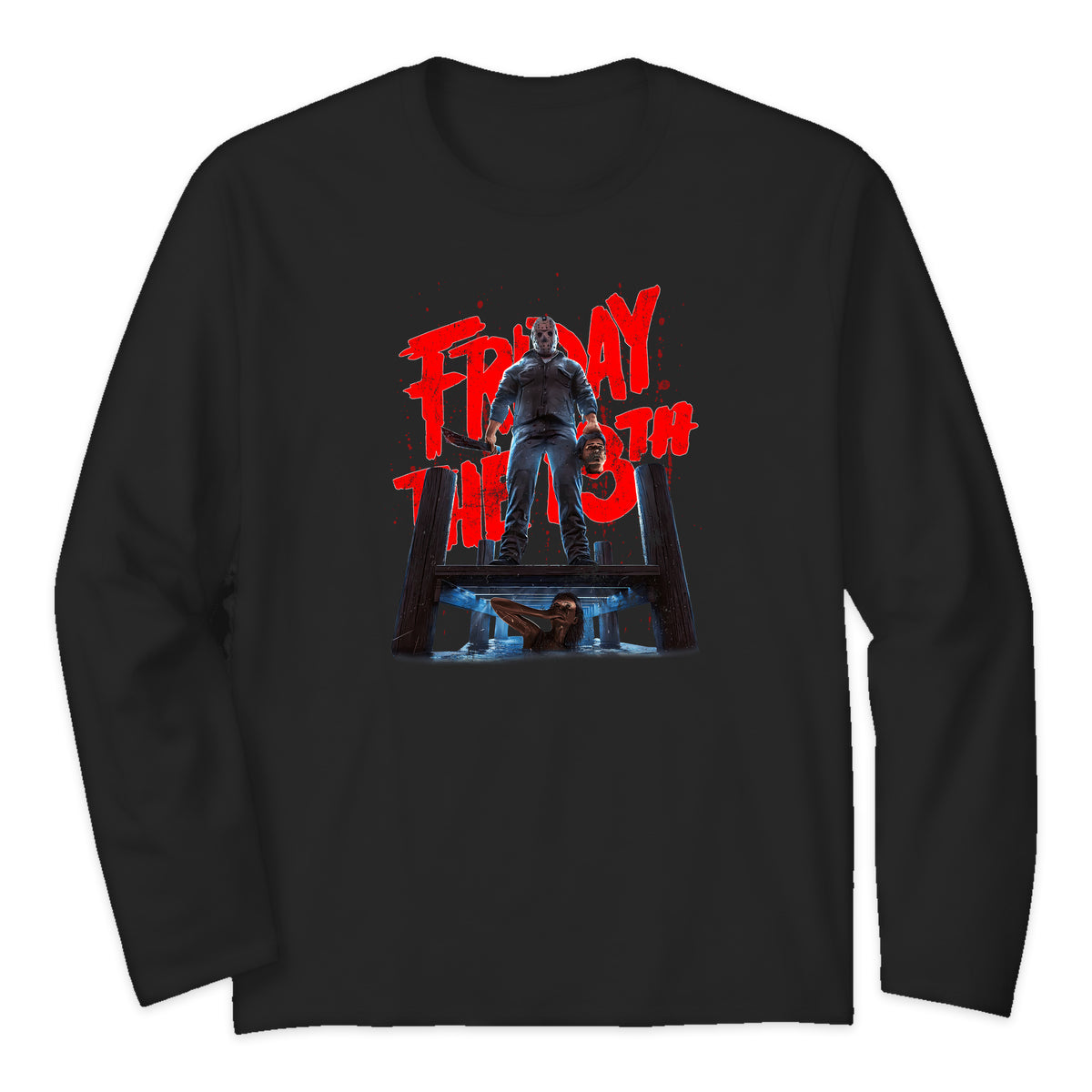 Friday the 13th Jason Dock Long Sleeve T-Shirt in Black