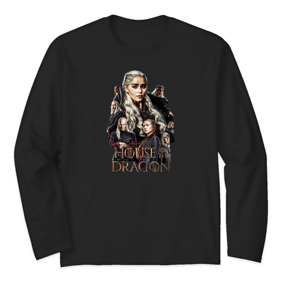 House of the Dragon Cast Collage Long Sleeve T-Shirt in Black