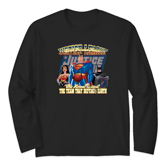Justice League Heroes United Long Sleeve T-Shirt in Black