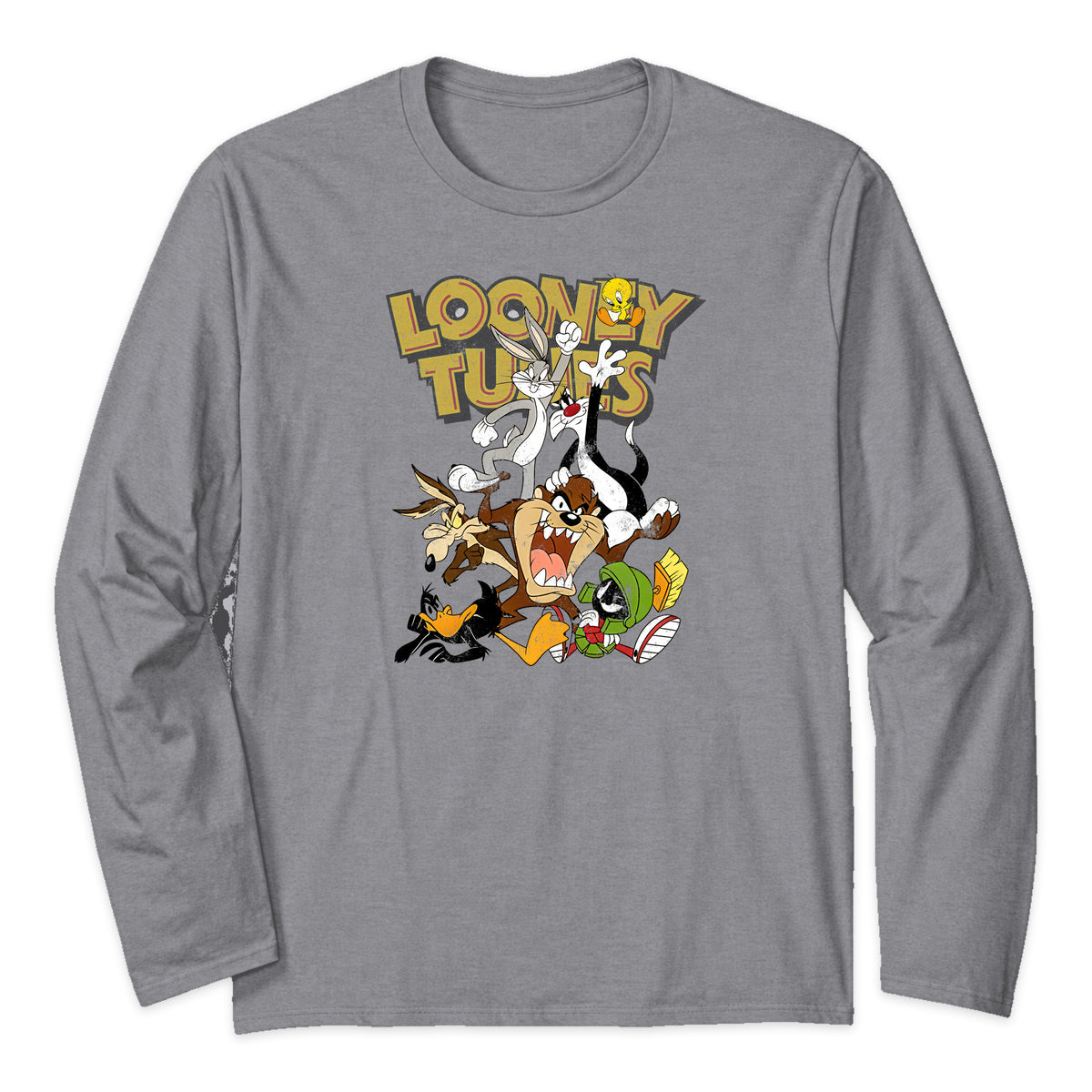 Looney Tunes Classic Character Stack Long Sleeve T-Shirt in Heather Gray