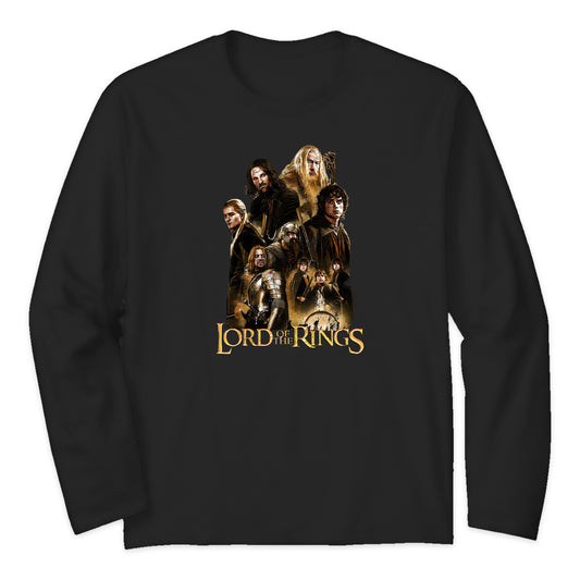 Lord of the Rings Fellowship Collage Long Sleeve T-Shirt in Black
