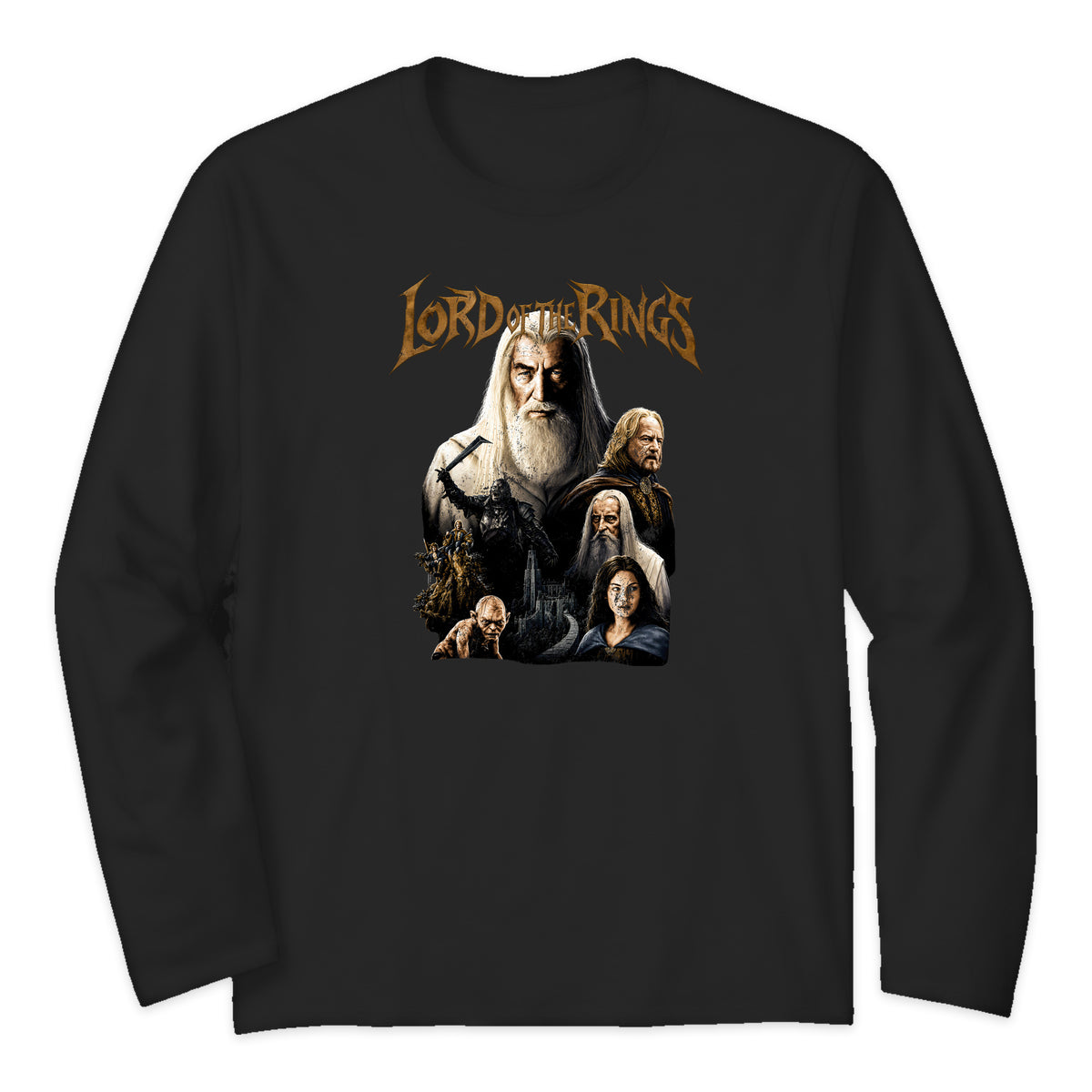 Lord of the Rings Middle-earth Cast Long Sleeve T-Shirt in Black