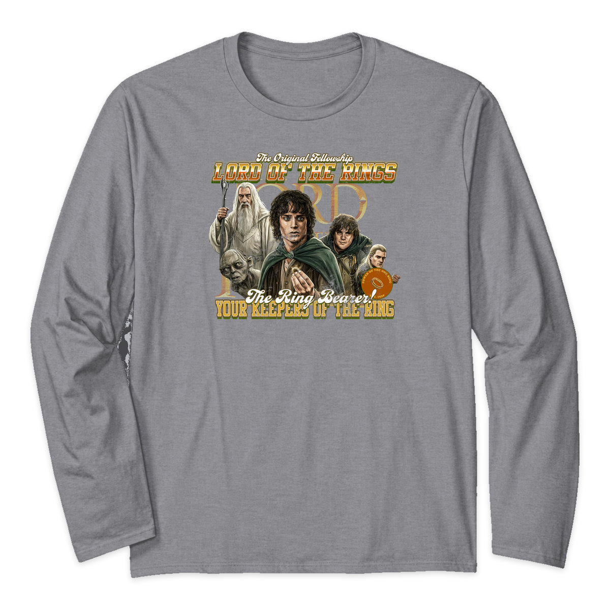 Lord of the Rings Fellowship Varsity Long Sleeve T-Shirt in Heather Gray
