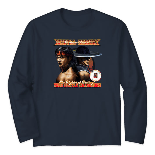 Mortal Kombat Fighter Duo Long Sleeve T-Shirt in Navy