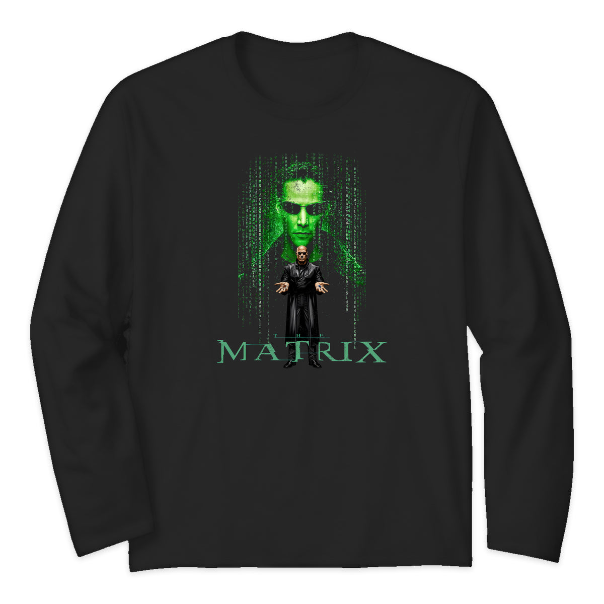 The Matrix Neo Portrait Long Sleeve T-Shirt in Black