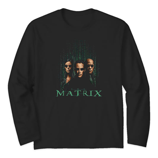 The Matrix Trio Portrait Long Sleeve T-Shirt in Black